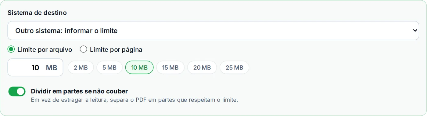 Informar o limite manualmente