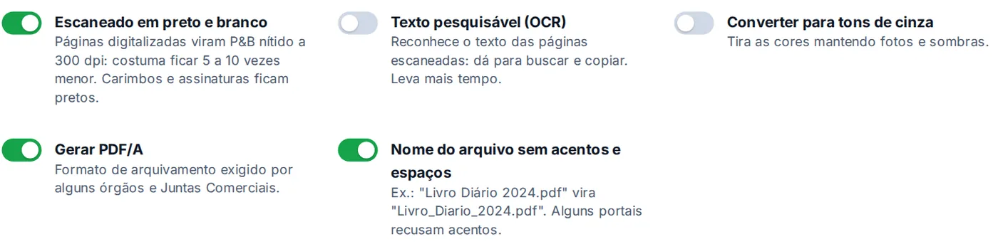 Opções extras