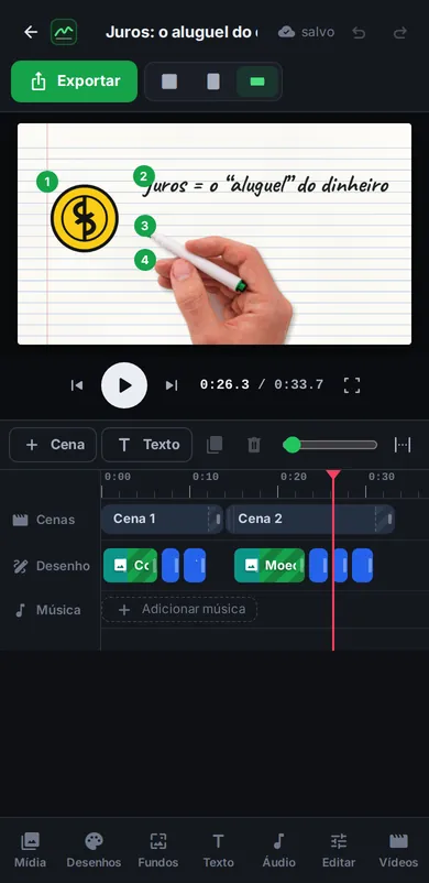 Editor da Lousa no celular